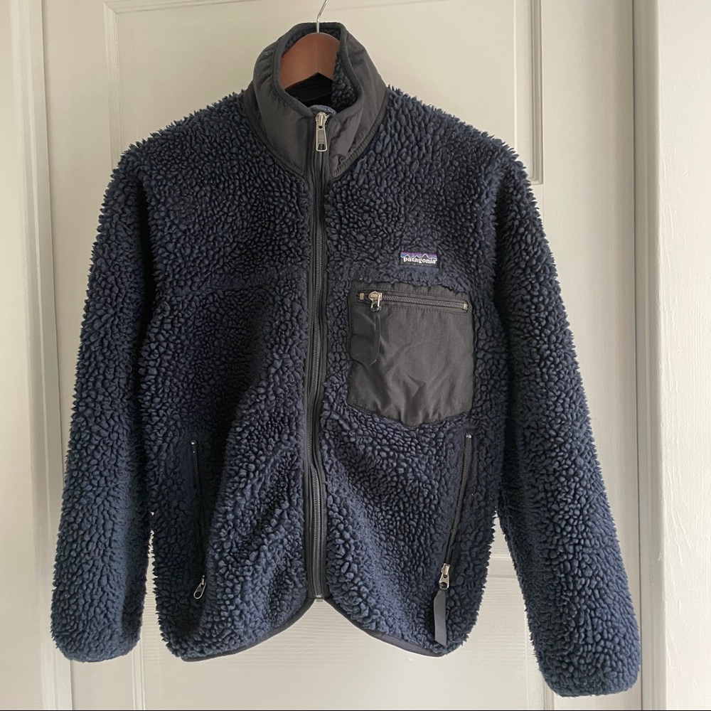 Rare Vintage Patagonia XS Retro X Deep Pile Fleece Jacket Navy Fall 2002